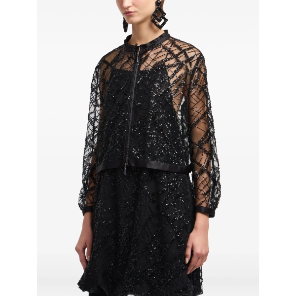 sequin-embellished sheer jacket
