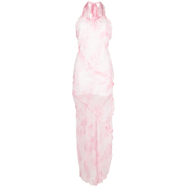 sheer ruffle-detail maxi dress