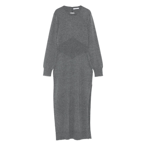 side-split long-sleeve midi dress
