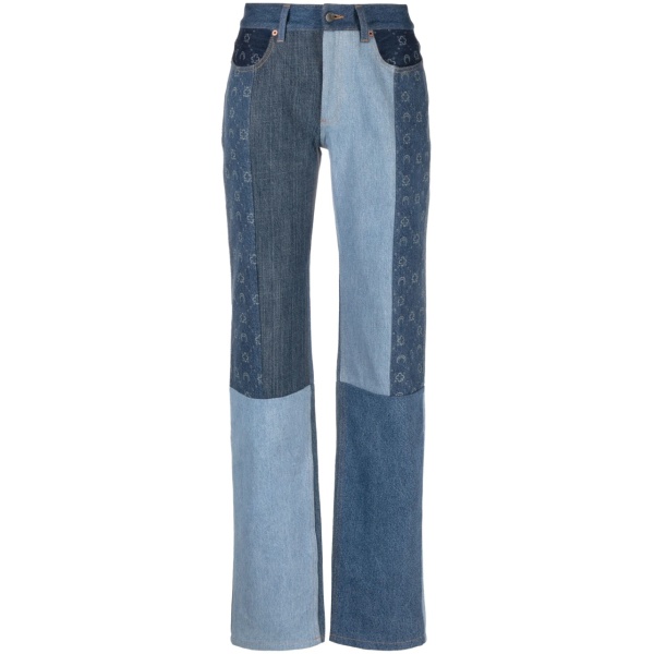 straight-leg patchwork jeans
