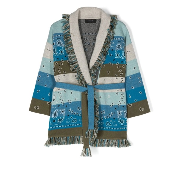 striped bandana-print jacquard cardigan