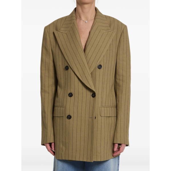 striped double-breasted linen jacket