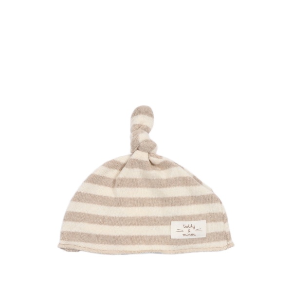 striped knotted beanie