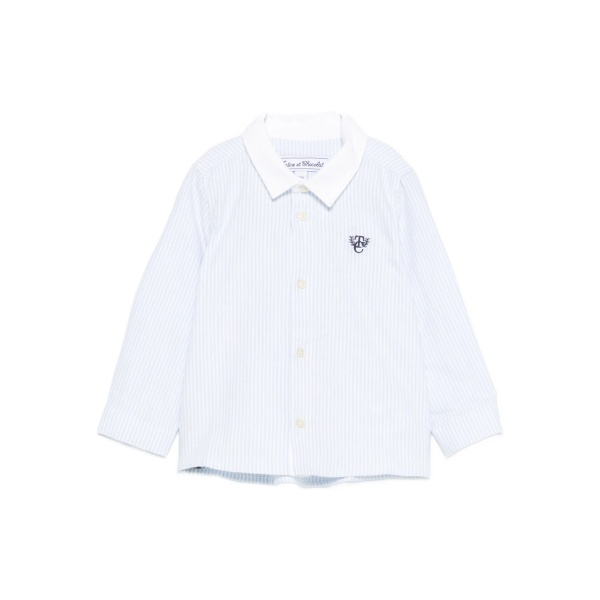 striped logo-embroidered shirt