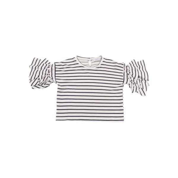 striped ruffled T-shirt