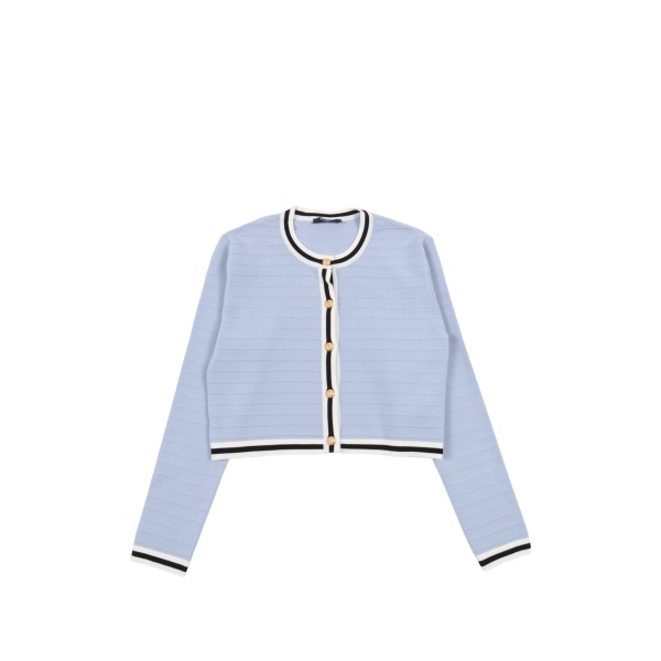 striped-trim cardigan
