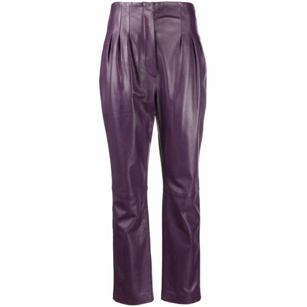tapered-leg leather trousers