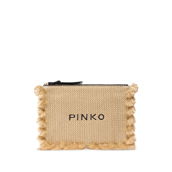 tassel top-zip clutch bag