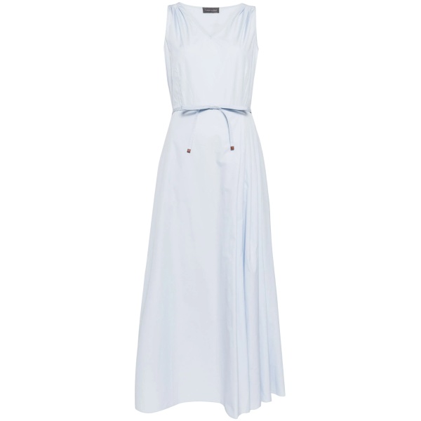 tied-waist cotton midi dress