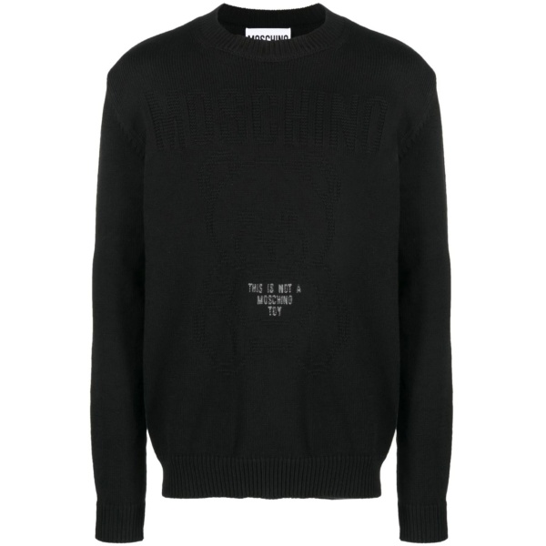 tonal teddy bear-motif cotton jumper