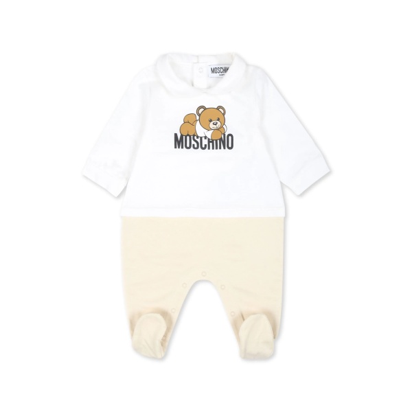 two-tone teddy bear print babygrow