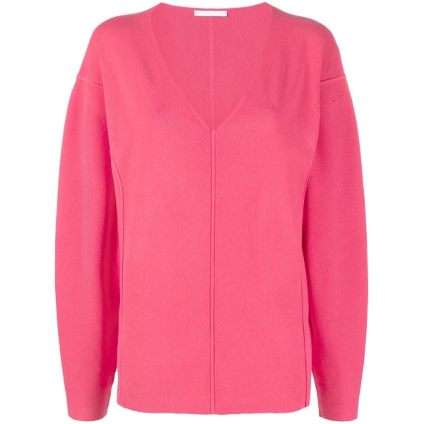 V-neck puff-sleeve jumper