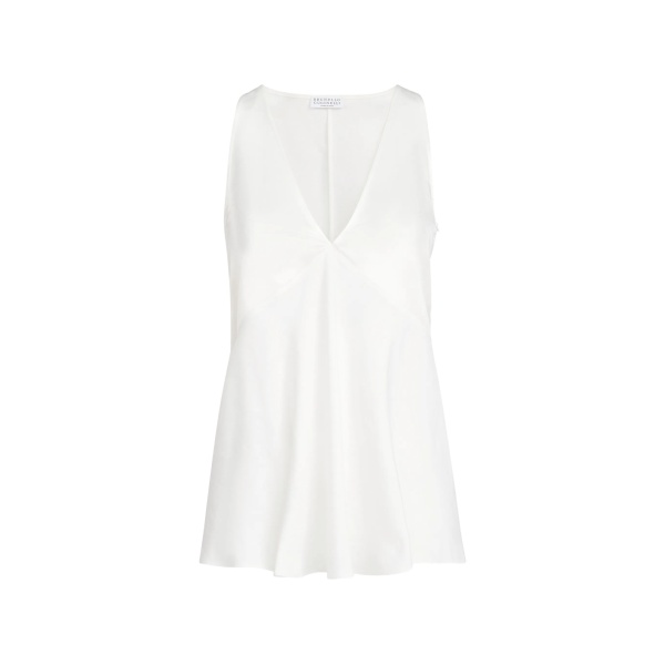 V-neck satin panel top