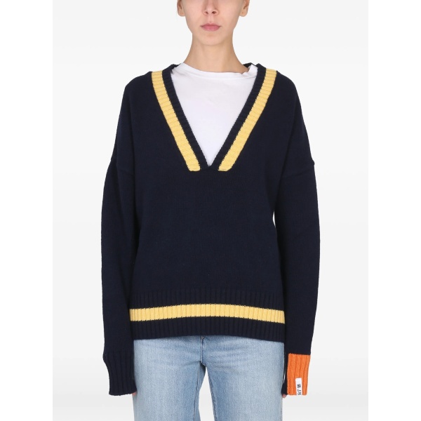 V-neck stripe-detail sweater