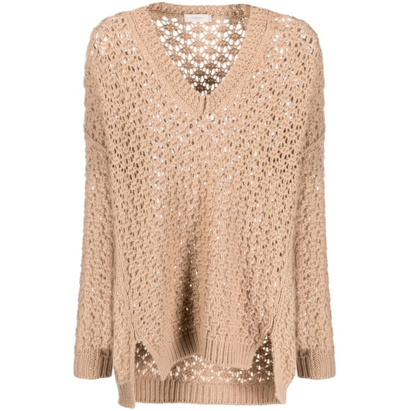 V-neck woven jumper