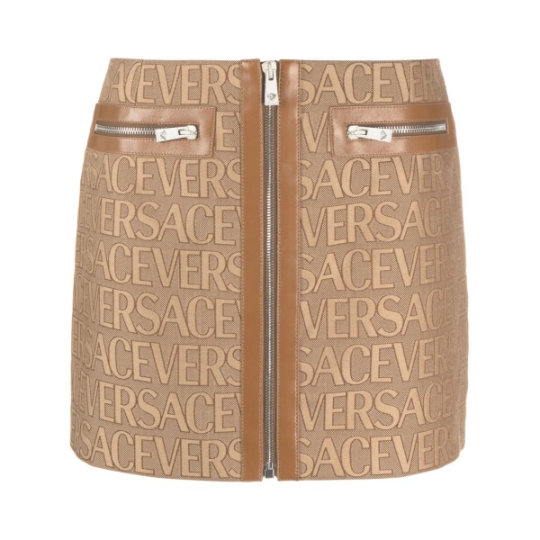 Versace Allover leather-trim miniskirt