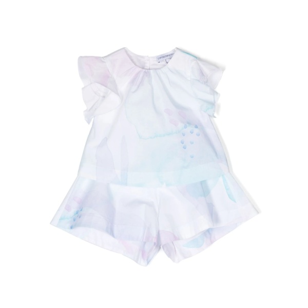 watercolour-effect cotton shorts