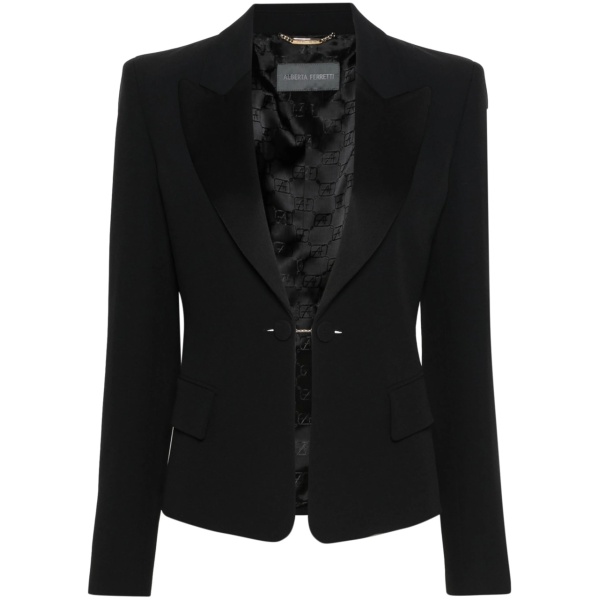 wide-peak-lapels crepe blazer
