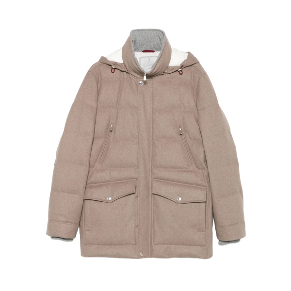 wool hooded quilted jacket