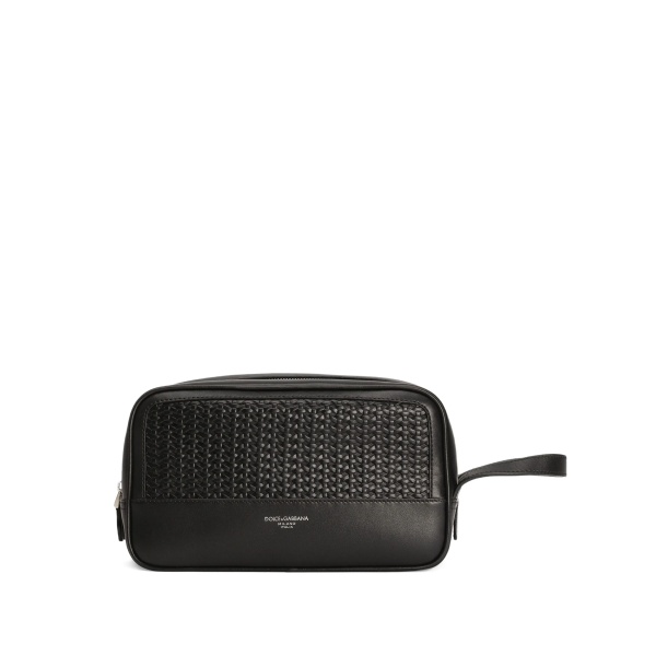 woven-panelled wash bag