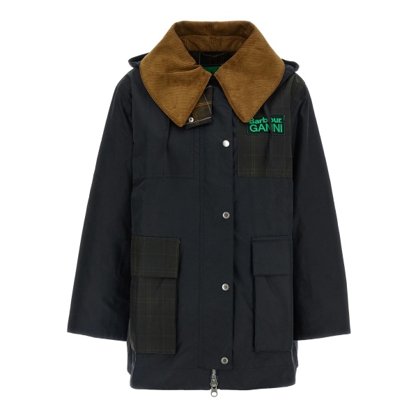 x Ganni corduroy-collar parka