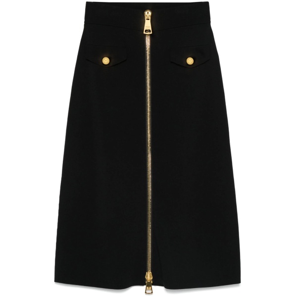 zip-up midi skirt