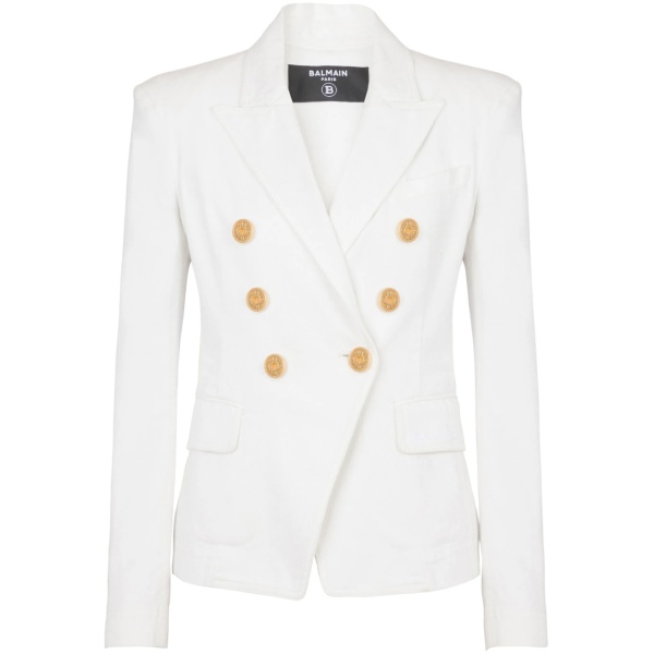 6-Button double-breasted denim blazer