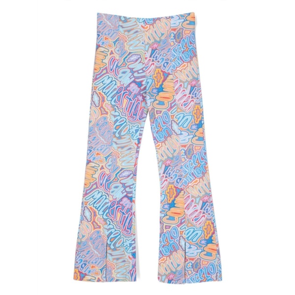 all-over logo print flared trousers