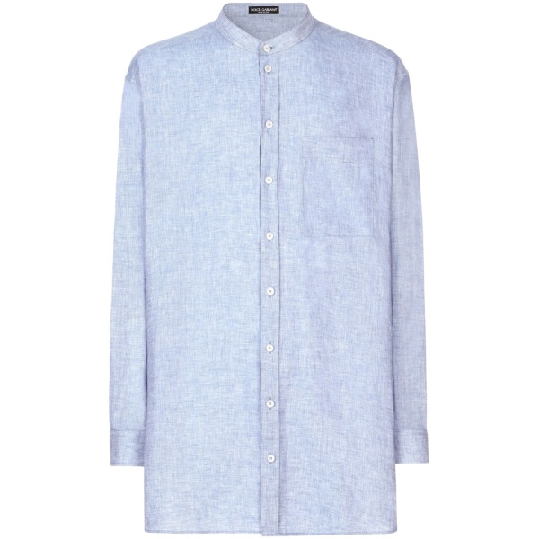 band-collar linen shirt
