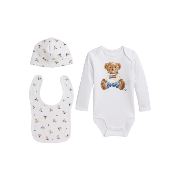 Bear print babygrow set