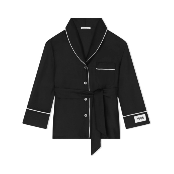 belted silk pajama shirt