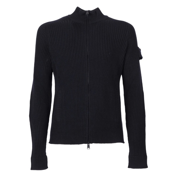 bibbed zip-up cardigan