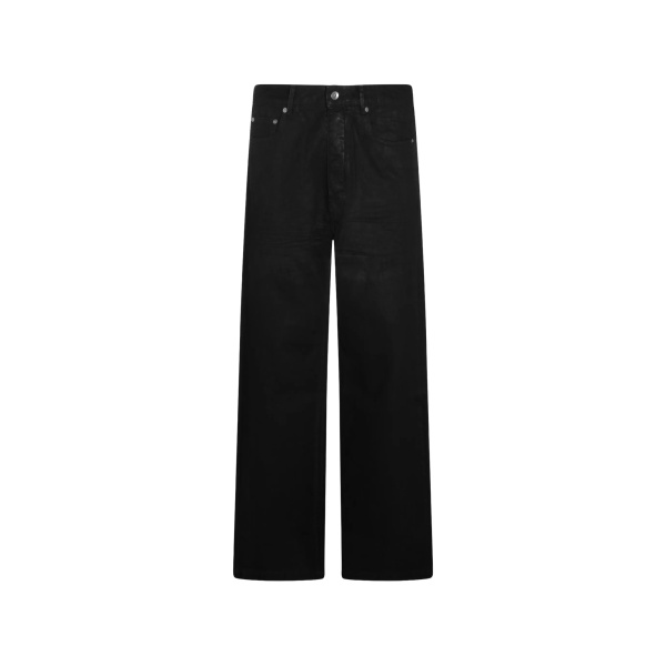 black straight-leg jeans