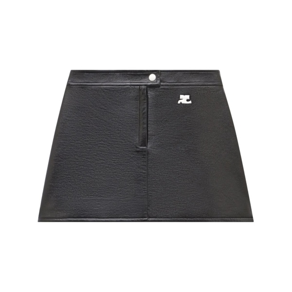 Black vinyl mini skirt