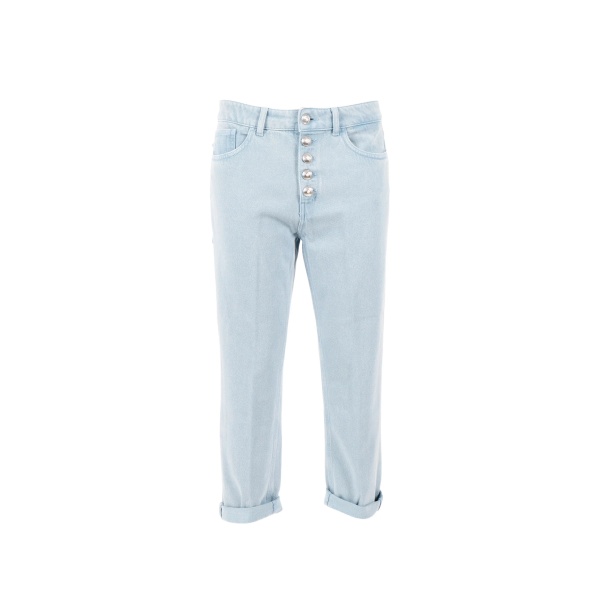 button cropped jeans