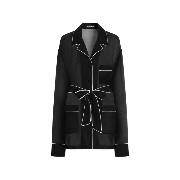 button-fastening belted jacket