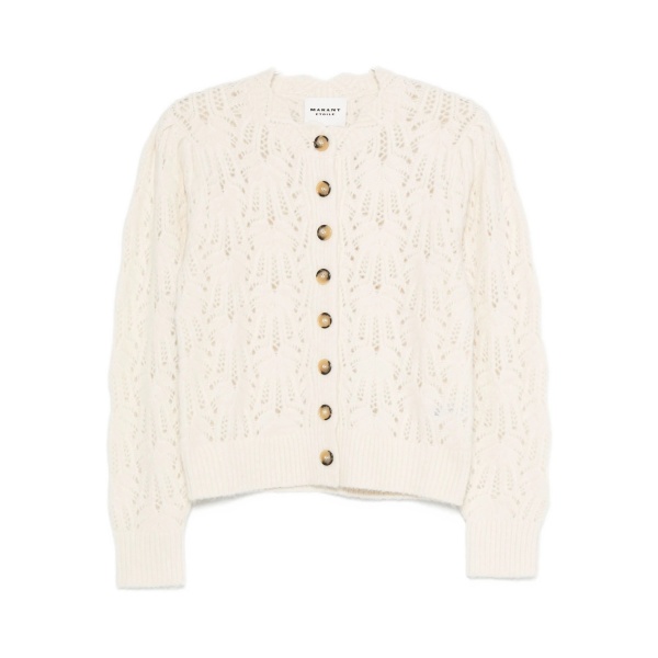 button-front open-knit cardigan