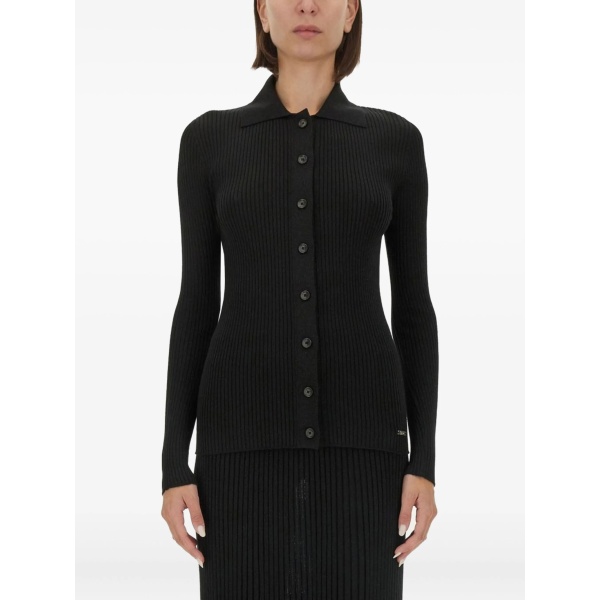 buttoned ribbed top