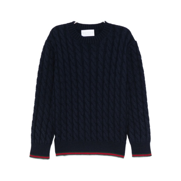 cable-knit ribbed-trim sweater