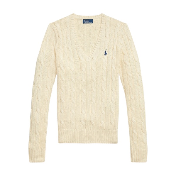 cable-knit V-neck sweater