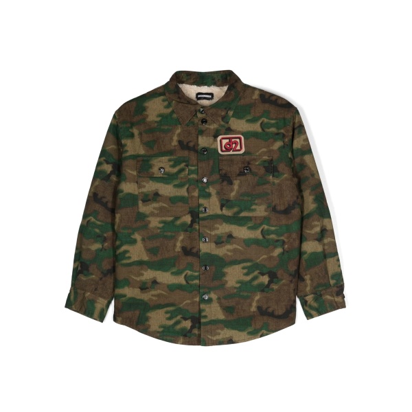 camouflage-pattern logo-patch shirt