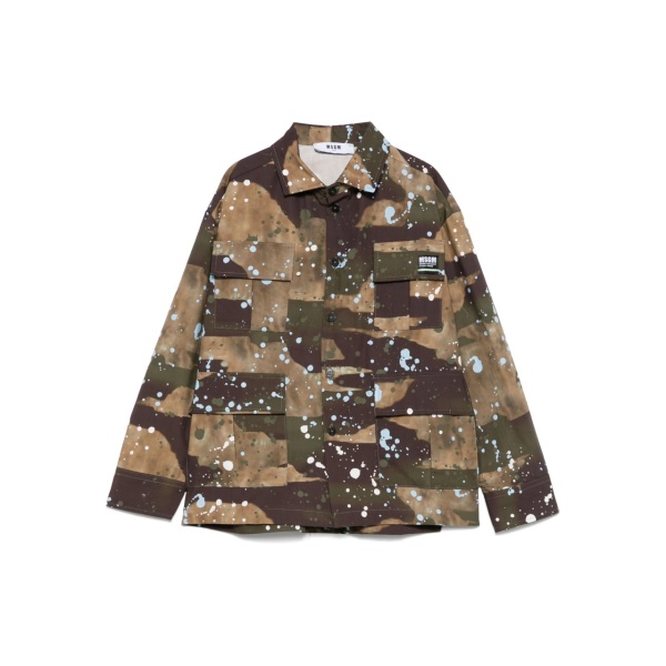 camouflage-print shirt