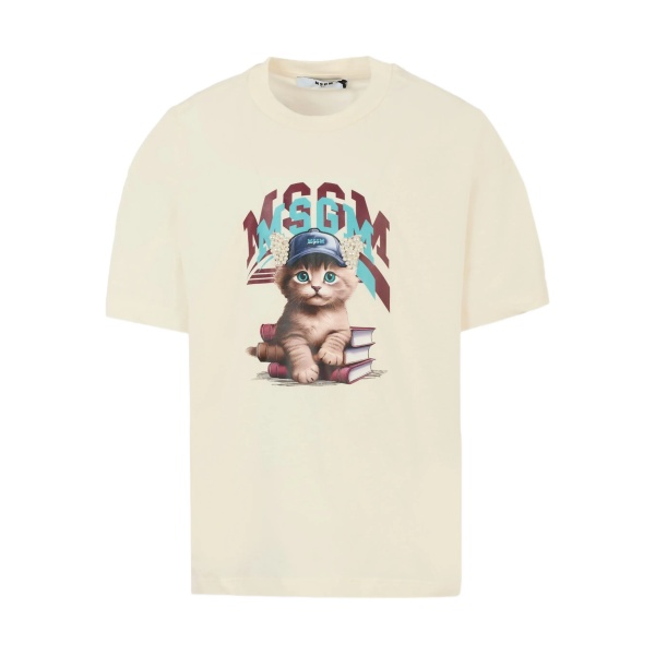 cat-print short-sleeve T-shirt