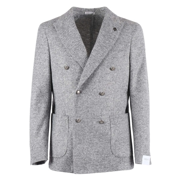 check-print double-breasted blazer
