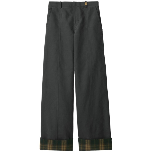 Check-trim trousers