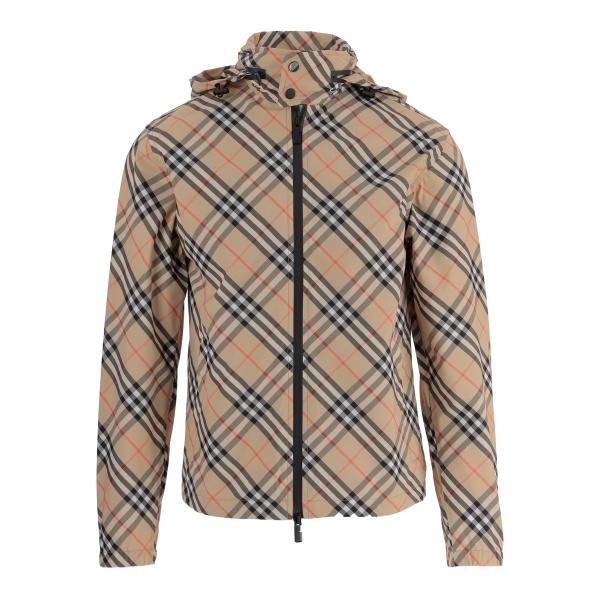 checked hooded jacket