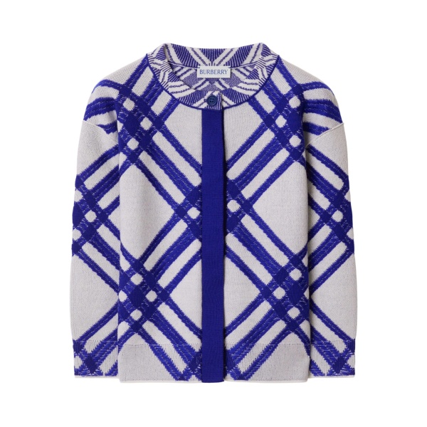 checkered wool-blend cardigan