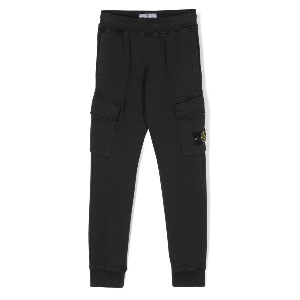 Compass badge tapered cotton trousers