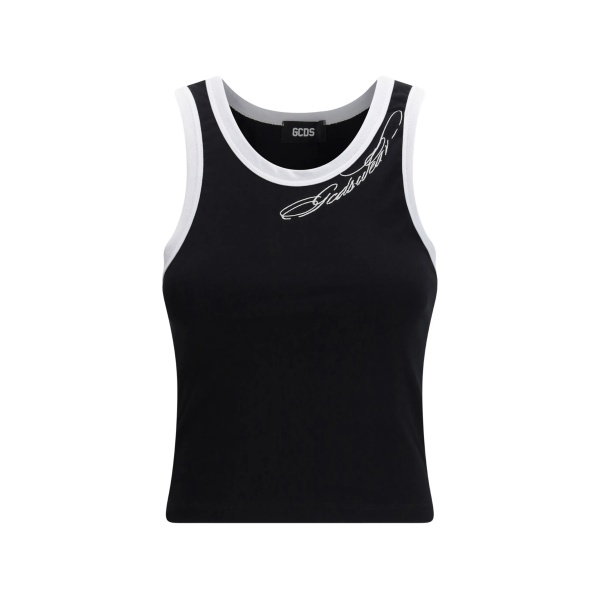 contrast-trim tattoo tank top