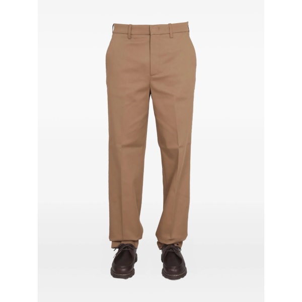 cotton-blend straight-leg trousers